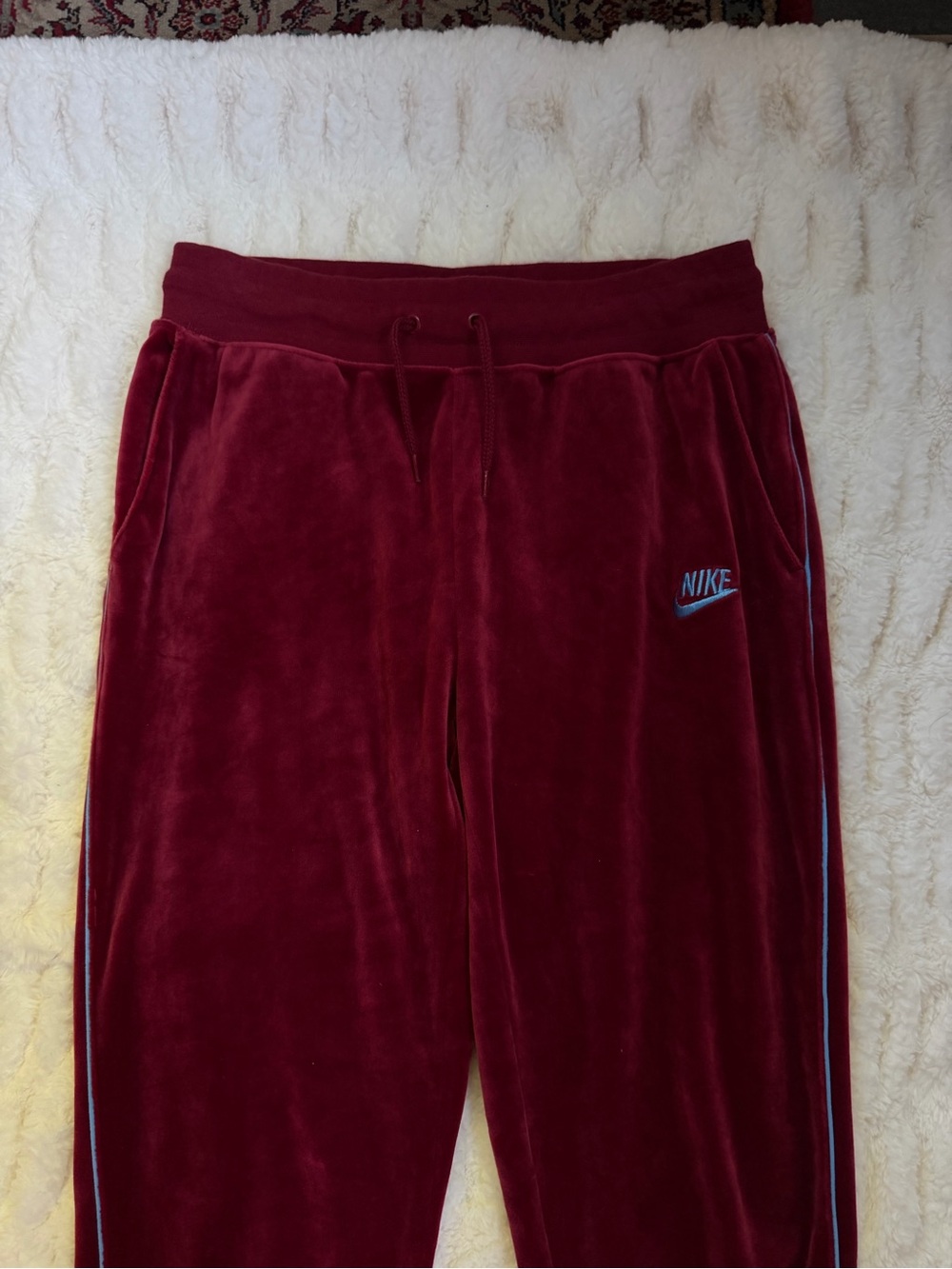 Nike Maroon Velour Heritage Joggers with Embroidered Logo Size S - Picture 5 of 8